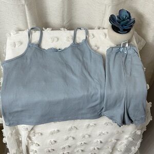 chic Powder Blue Ribbed Cami & Shorts Pajama Set